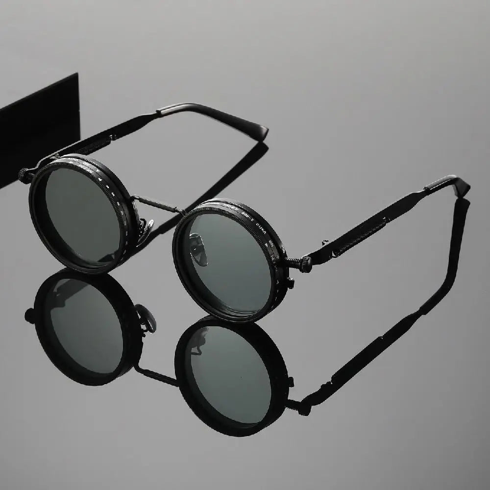 Punk ND9 Anti-UV Sunglasses Round Retro Fishing Sunglasses Comfort Fit 9 Level Dimming Adjustable Dimming Sunglasses Driving Vue