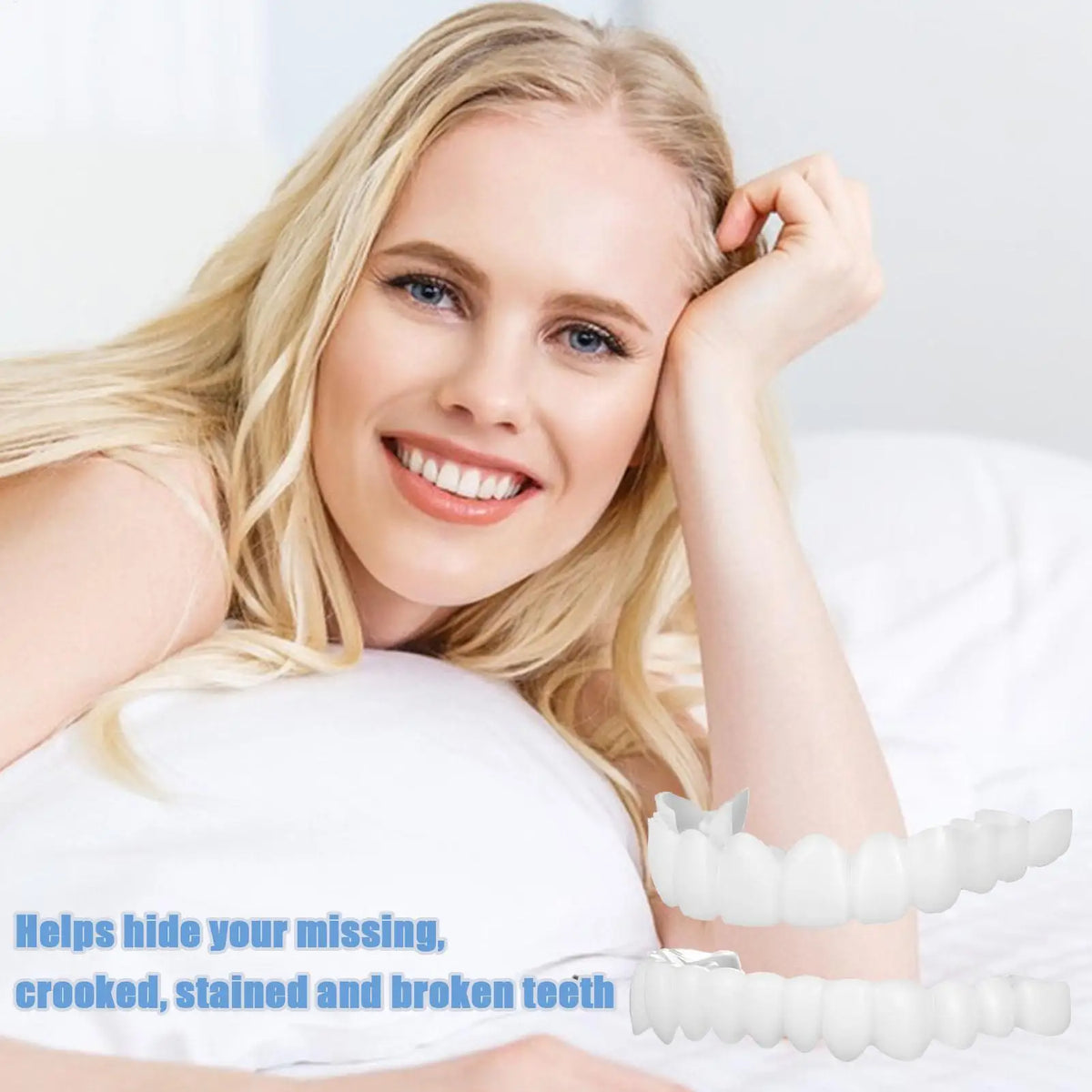 1 pair Teeth Veneers Men Women Brightening Dentures Temporary False Teeth Cover Instant Imitation Braces For Confidence Smile Vue