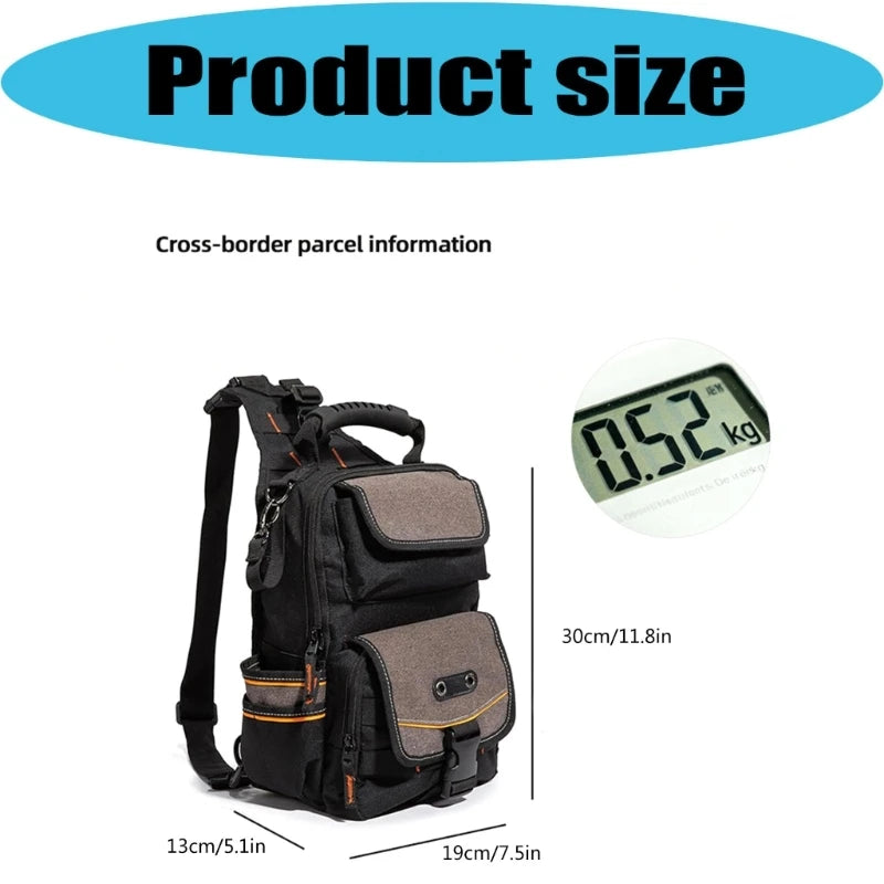 FISOKEE Electrician Tool Bag – Multi-Pocket & Shoulder Strap Electrician Tool Bag Vue