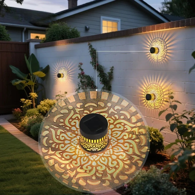 Solar Mandala Sunflower Wall Light with LED Bulbs Waterproof Outdoor Pendant for Garden and Courtyard Decoration Vue