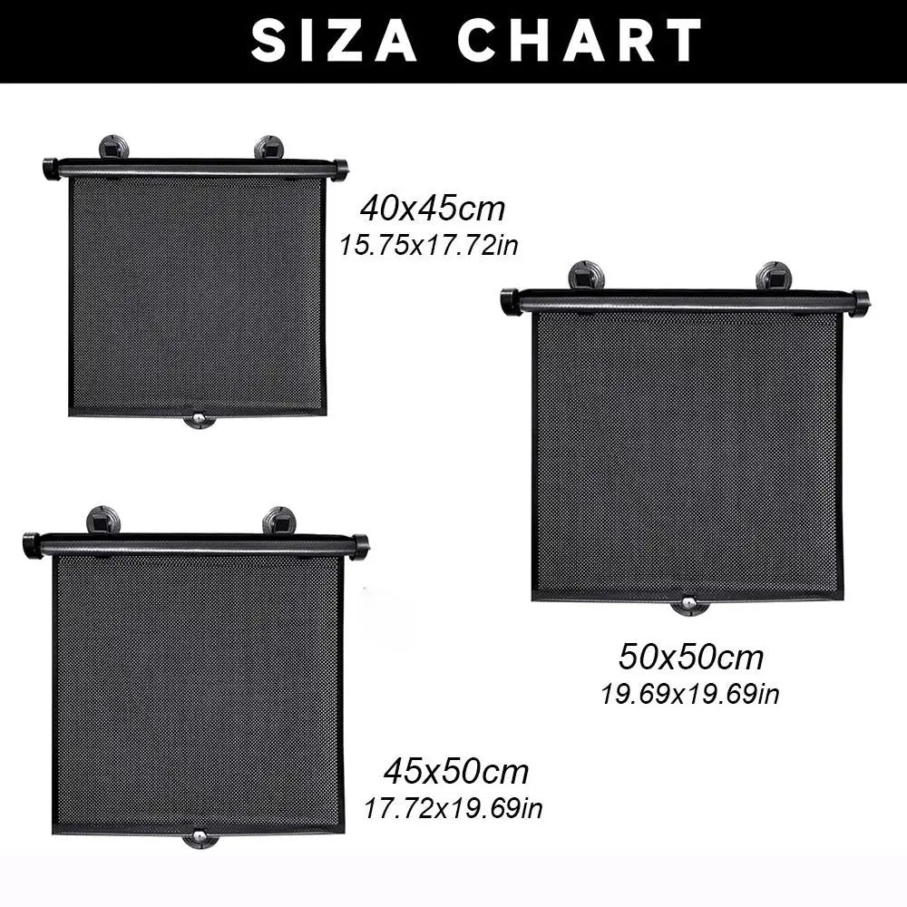 Retractable Car Side Window Sun-shade Universal Black Sunshade Roller