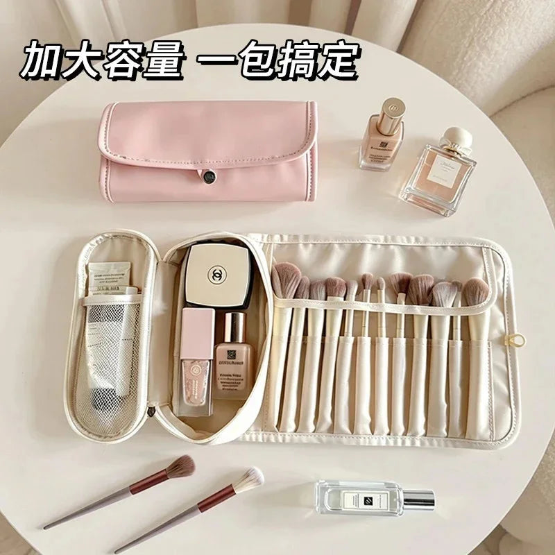 Makeup Brush Bag Large Portable Travel Organizer For Women Students Compact Vanity Case For Home Office Desk Gift For Christmas Vue
