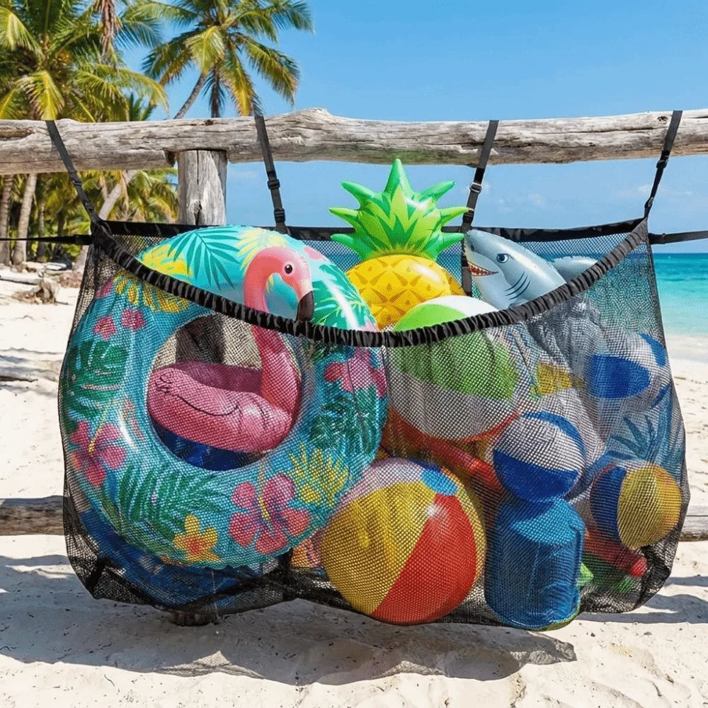 Large Capacity Swimming Pool Hanging Storage Bag Adjustable Heavy Duty Beach Hanging Bag Folding Swimming Pool Bag Beach Vue