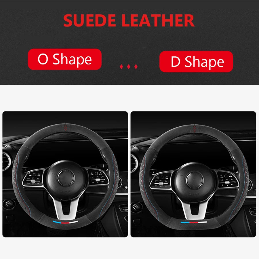 D-Shaped Steering Wheel Cover Case Suede Leather For Volkswagen Jetta Golf7 Passat B7L B7 B8 B9 Lavida-Auto Accessories Vue