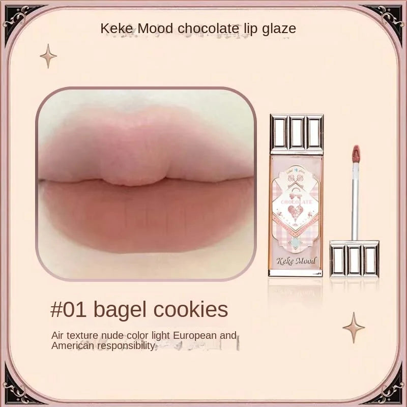 New Chocolate Store Cloud Lip Lacquer Velvet Matte Finish Red Lips Vue 01 bagel cookies