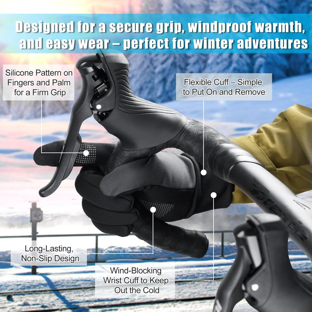 1-4Pairs Winter Gloves for Men Waterproof Windproof Touchscreen Thermal Fleece Lined Non Slip Palm for Cycling Driving Sports Vue