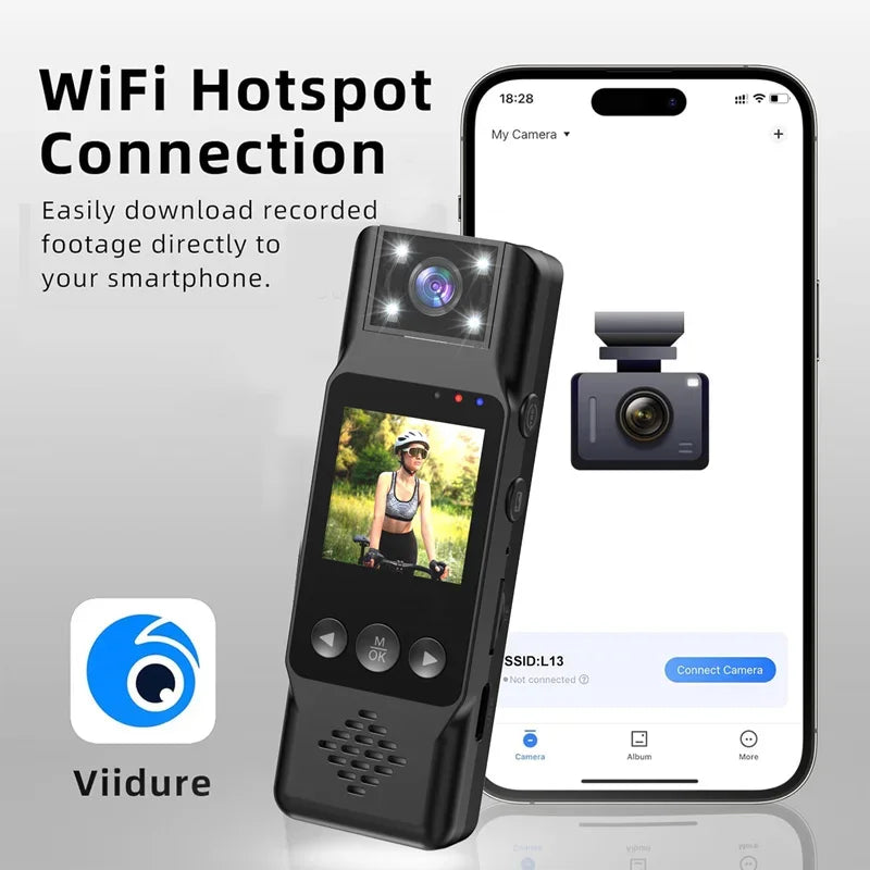 Lenovo Sports Camera Portable Mini Camera 4K HD Wifi Magnetic Back Clip Digital Video Recorder Worn Body Cam Night Vision DVR Vue
