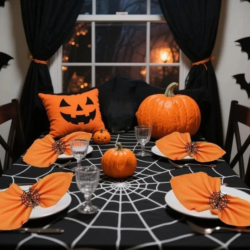 1-20PCS Spider Web Napkin Rings Halloween Party Table Decor for Hotel Restaurant Ghost Festival Dinner Napkin Holder Vue