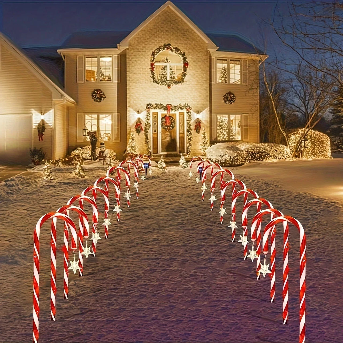 LED Solar Candy Cane Lights Waterproof Outdoor Decorative Lamp for Garden Patio Terrace Wedding Yard Path Xmas Party Ornaments Vue