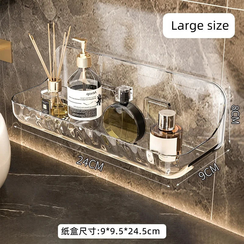 Acryl Bathroom Shelf No Drill Organizer Shower Storage Rack Washstand Cosmetics Storage Rack Wall Mounted Toilet Shampoo Holder Vue 3703-Large
