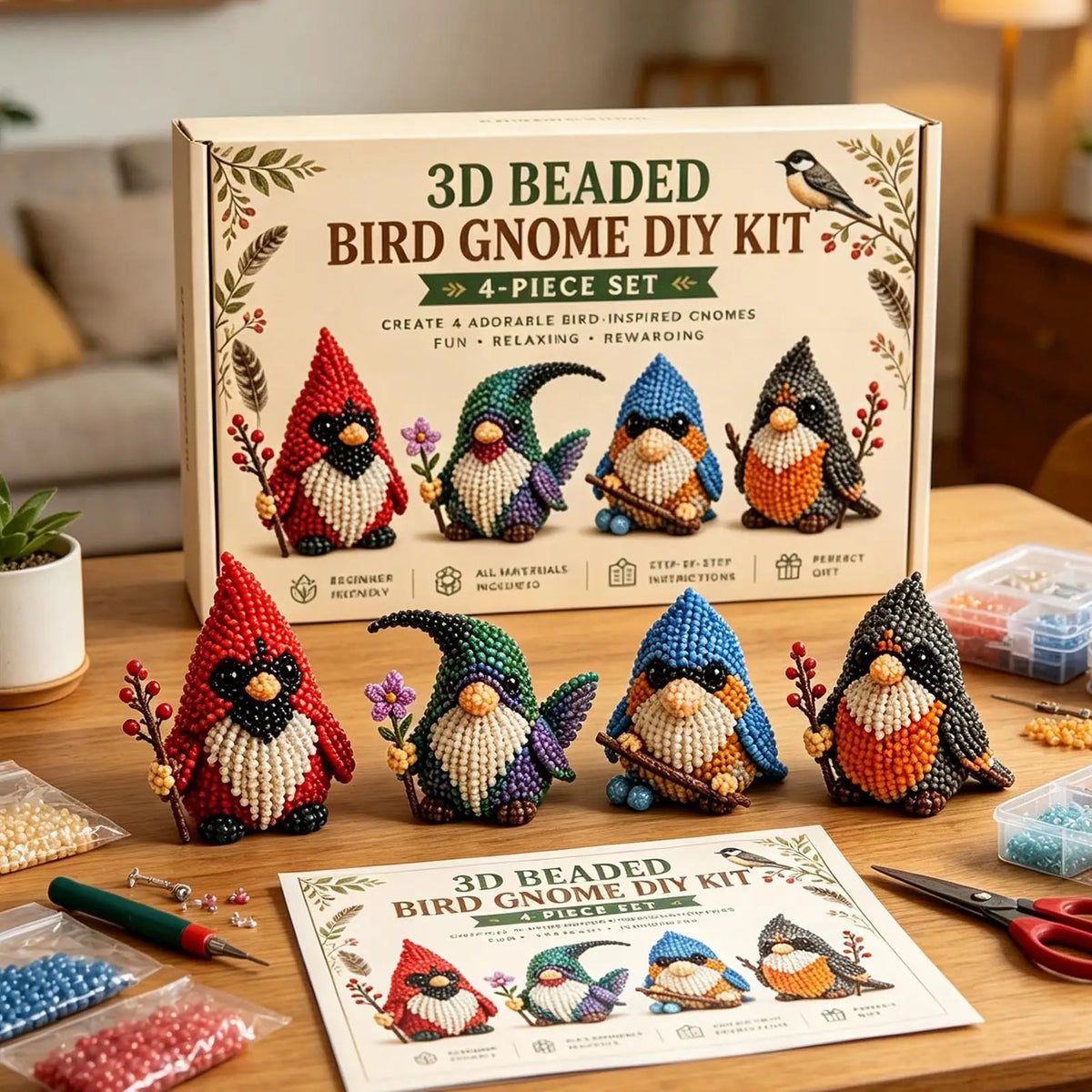Funny Dwarf Bead Craft Kit, DIY Handmade Desk Decor Set, Creative Beading Activity for Home School Classroom Office Workshop Vue