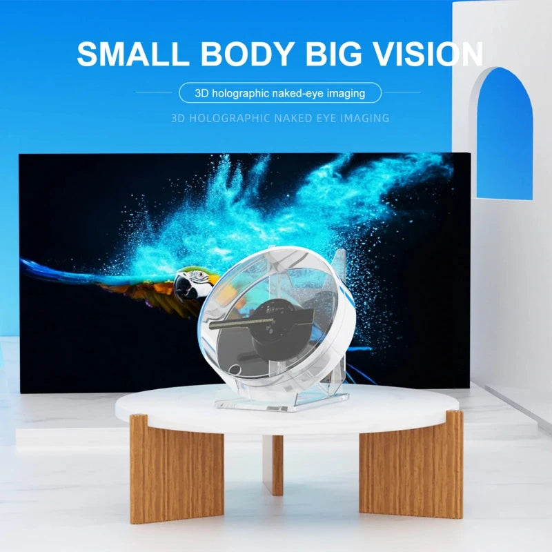 3d Holographic Advertising Lights LED Desktop Model Fan Screen with Audio Playback with Transparent Cover Holographic Fan Vue