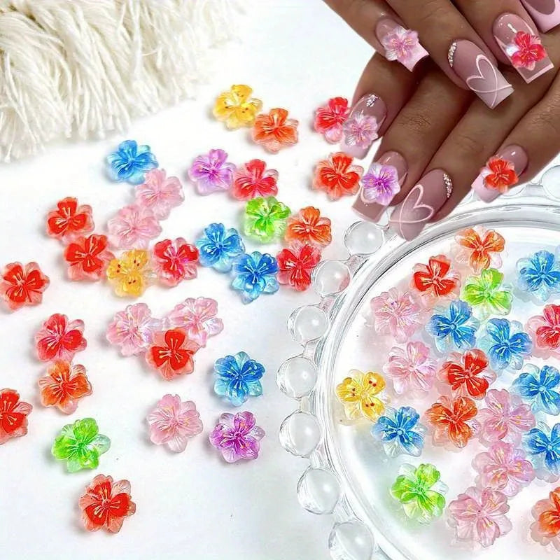10-100Pcs Luminous Ice Flowers Nail Charms Translucent 3D Resin Floral Petals For Nail Art Design Nail Jewels Decorations Vue
