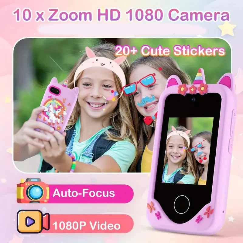 Kids Smart Phone Toy Touch Screen Dual Camera,40+ Educational Games Parental Lock MP3 Music Learning Toys Phone Boys Girls Gifts Vue