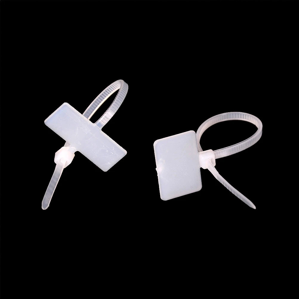 100Pcs Self-Locking Nylon Tie Tags RJ45 RJ12 Wire Power Cable Label Mark Tags Vue