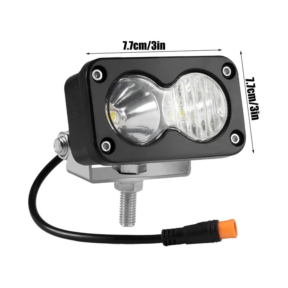 Front Bike Light 6500K Waterproof Headlight 20W Electric Bike LED Lights 3-Pin Connector for Motorcycle ATV Night Riding Outdoor Vue White