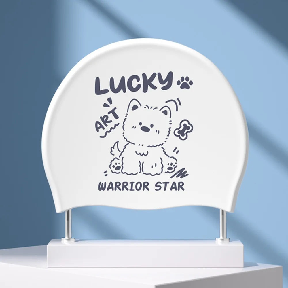 Extra Large Swimming Caps Comfortable No Tightening Silicone Swim Caps Fashionable Printed Ear Protection Cartoon Swim Caps Vue Style 5