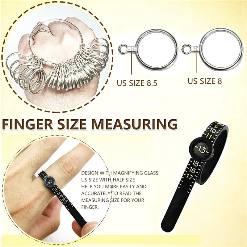 Measuring Tool Ring Size Measurer Ring Fixer Repair Kit Jewelry Mandrel Ring Sizer Kitabkw Vue