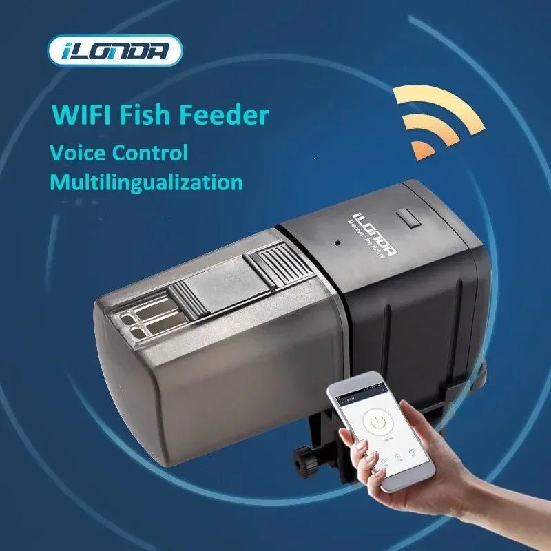 Aquarium Wifi Automatic Fish Feeder Timing Fish Food Dispenser Adjustable Outlet App Control Voice Control 스마트 수족관 Vue
