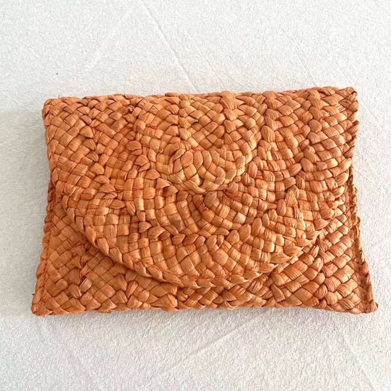 Women Fashion Flap Envelope Bags Summer Beach Bag Handmade Wallet Vue orange 25x2x15cm