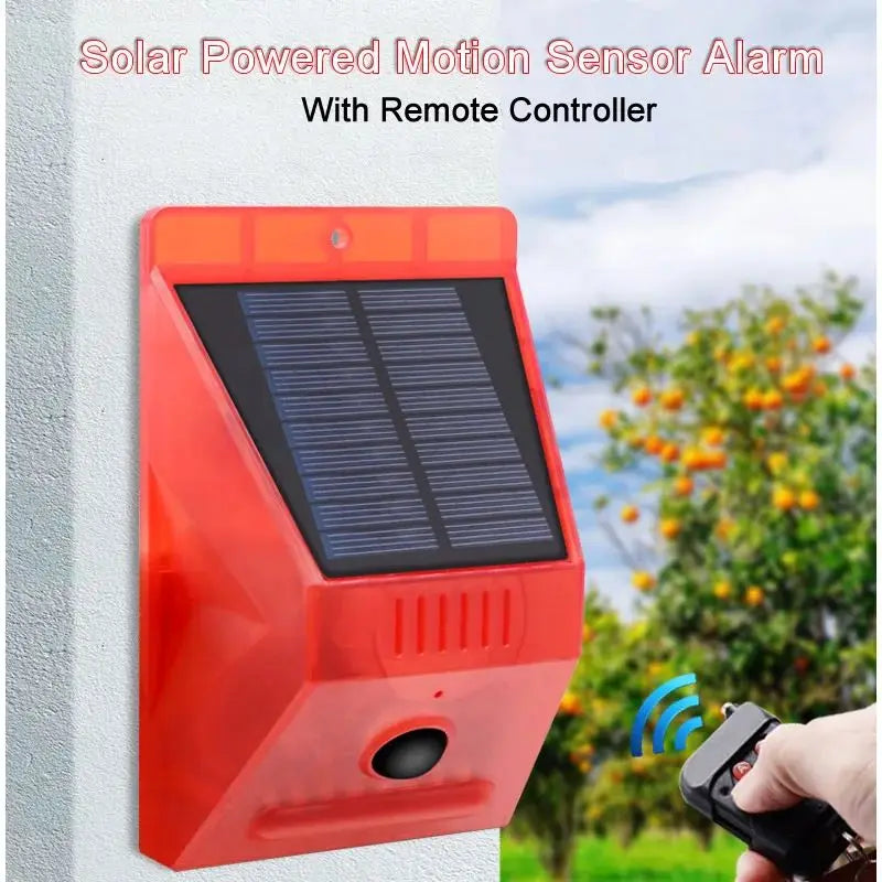 New Solar Infrared Motion Sensor Detector Waterproof 129dB Loud Remote Control Siren Security Alarm System For Home Yard Outdoor Vue