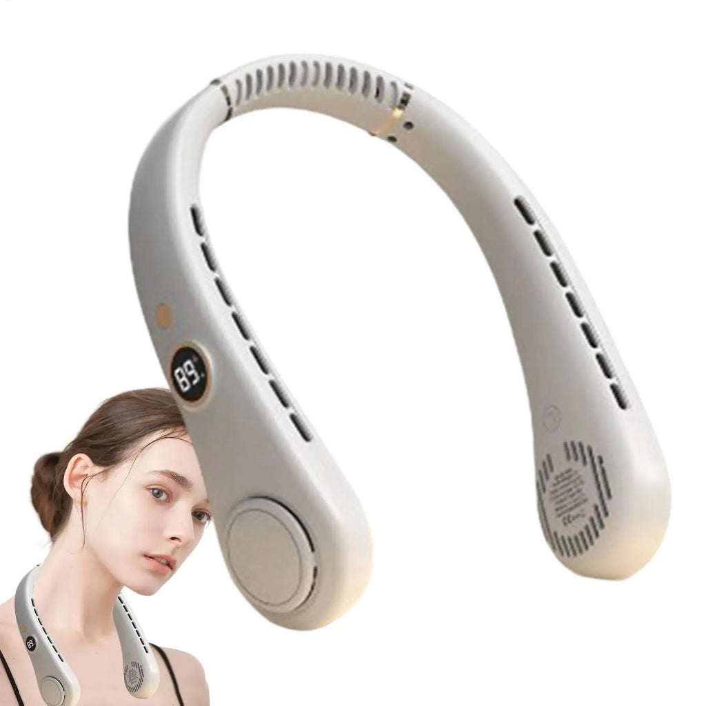 5-Speed Portable Neck Fan, USB Rechargeable Hands-Free Cooler, Long Battery Life Wearable Fan for Outdoor Travel Office Home Vue