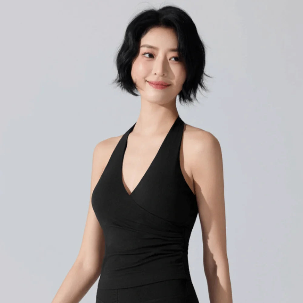 Sport Essentials Halter Neck Yoga Outfit Seamless Backless Yoga Vest Detachable Breathable Sports Bra Fitness Training Vue