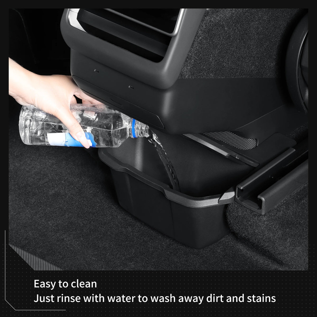 Smabee for Tesla Model YL 2025 2026 (Not Fit Berlin Version) Car Armrest Rear Storage Box Tray Accessories Tidying TPE Black Vue