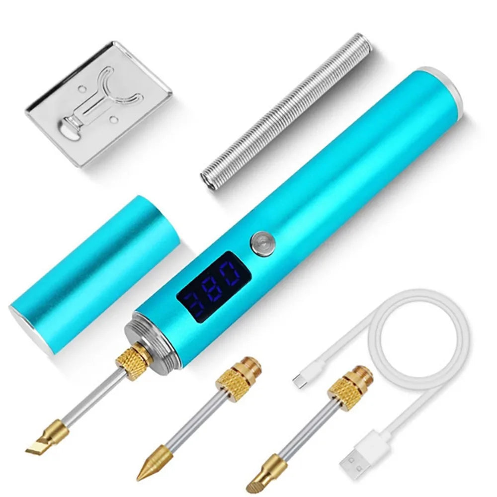 Portable Soldering Iron LED Digital Display 300-450℃ Adjustable 2600mAh Rechargeable Type-C Auto Shutdown 8-10S Heat for Repair Vue