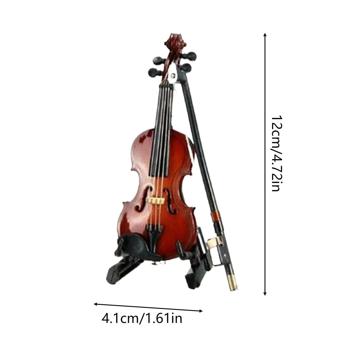 Mini Violin with Sad Music 5 Inch Doll House Decoration Desktop Decor Instrument Model for Children Bedroom Bedside Bookcase Vue