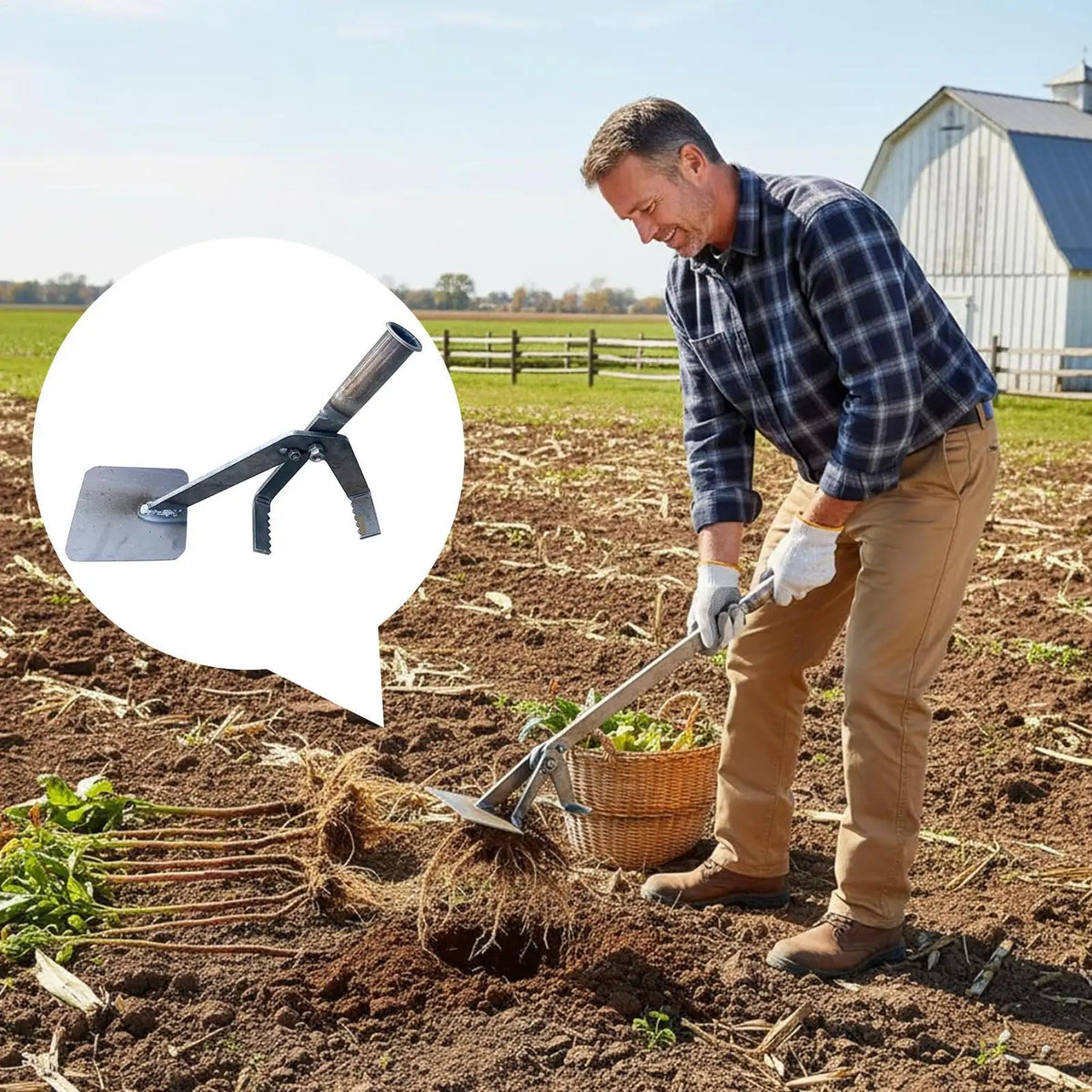 Heavy Duty Adjustable Anti Slip Root Puller Corn Stalks Uprooter Tool for Planting Gardening Landscaping Garden Yard Farm Lawn Vue