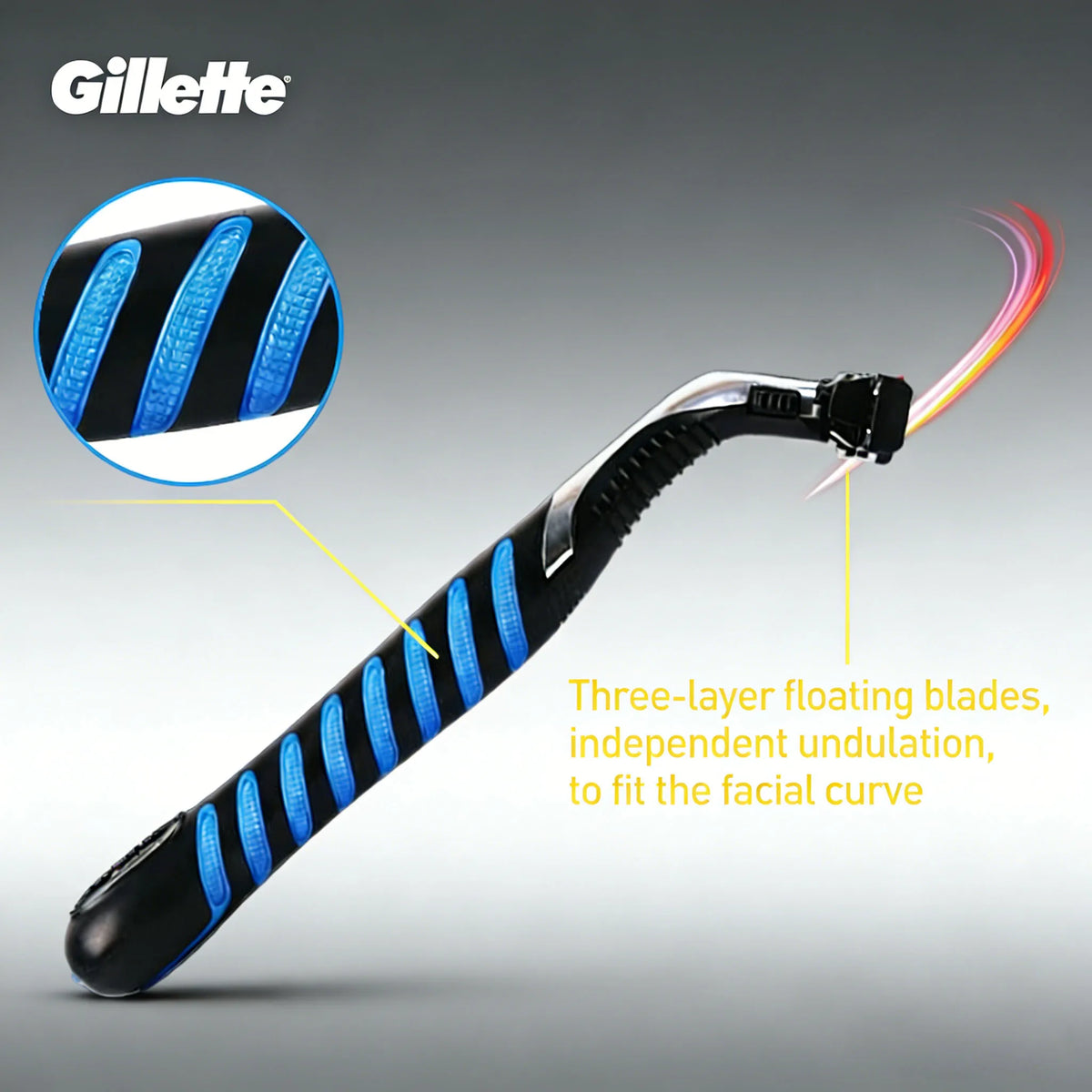 Gillette Vector 3 Men's Razor with Lubrastrip 3-layers floating Blades Smooth Shaving Manual Shaver for Man Face Beard Cutting Vue