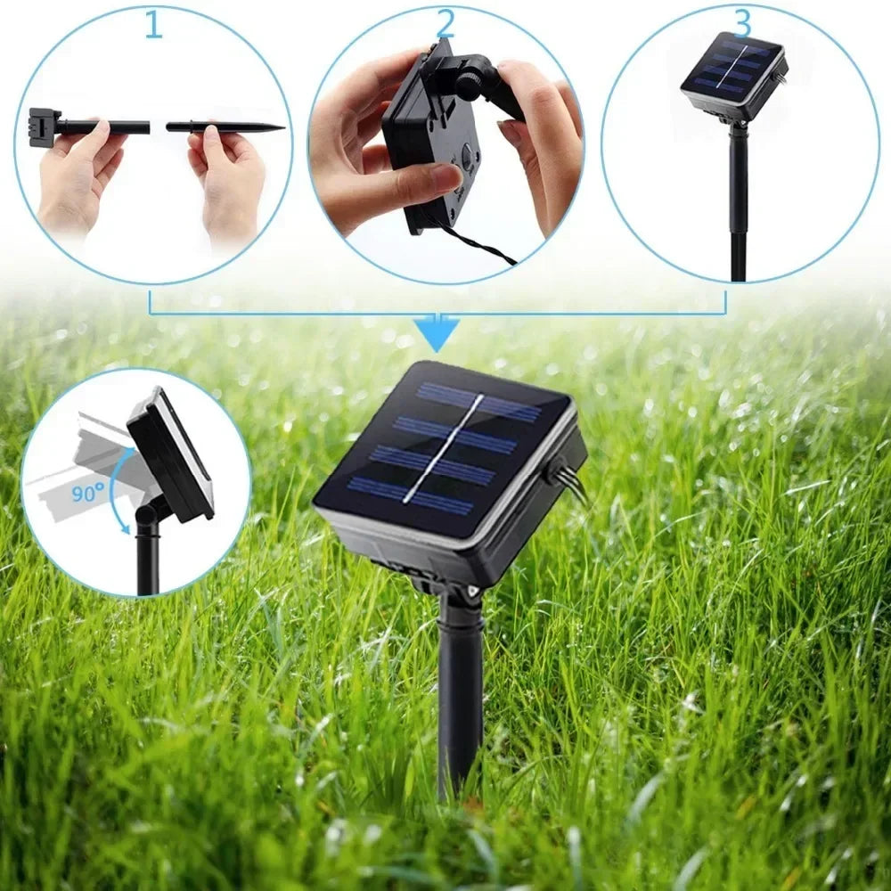 Solar Retro LED String Fairy Light LED Eid Mubarak Ramadan Decorative String Lights Muslim Islam Party Navidad Decor Vue