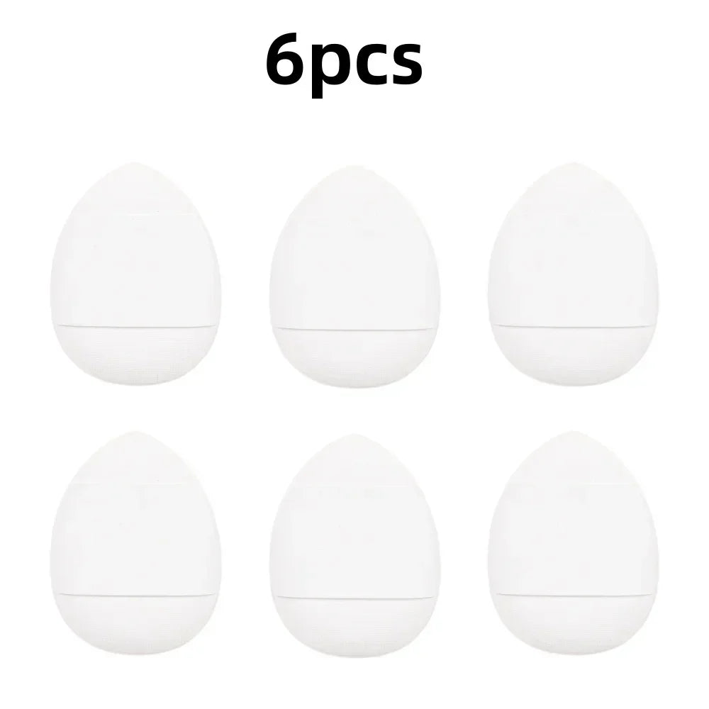 6Pcs Applicator Makeup Tools Finger Foundation Powder Sponge Face Mini Puff Small Air Cushion Concealer BB Cream Cosmetic Vue M64 6pcs white