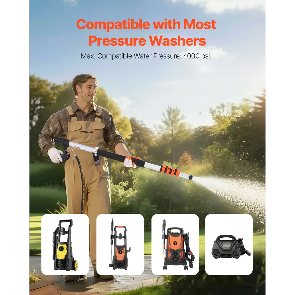 VEVOR 21 ft Telescoping Pressure Washer Wand 4000 PSI, 7 Nozzles Telescoping Washer Wand Vue