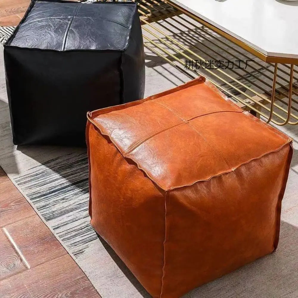 Foot Rest Non-Slip Storage Stool Waterproof Large Capacity PU Leather Ottoman Stackable Square Leather Pouf Tatami 발받침대 스툴 Vue