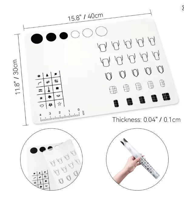 Portable Silicone Nail Training Mat Nail Polish Practice Pad Stamping Plate Nail Sticker Trainer Guide for Nail Home DIY Vue