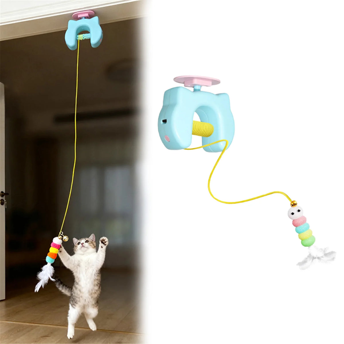 Automatic Hanging Swing Feather Cat Toy – USB Rechargeable Interactive Cat Toy Vue