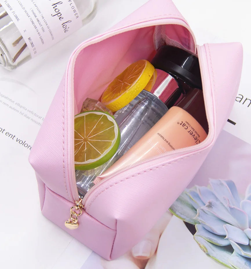 Makeup Bag Private Label Portable Travel Cosmetic Solid Color Zipper Toiletry Bag Washing Pouch Storage Bags Wholesale 10pcs Vue