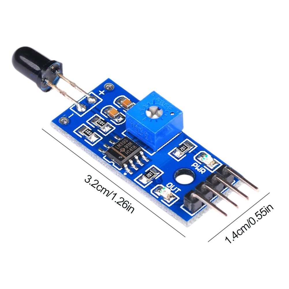 4 Pin Fire Detector Infrared Receiver Module 3.3V-5V Flame Sensor Module Sensitivity Adjustable Accessories for Arduino DIY Kit Vue