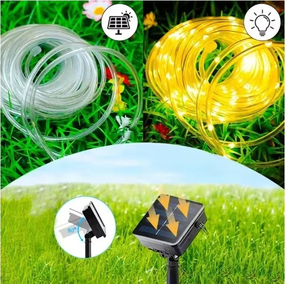 Solar LED String Lights Outdoor Waterproof Fairy Rope Lights with 8 Modes for Garden Patio Tree Christmas Party Decoration Vue