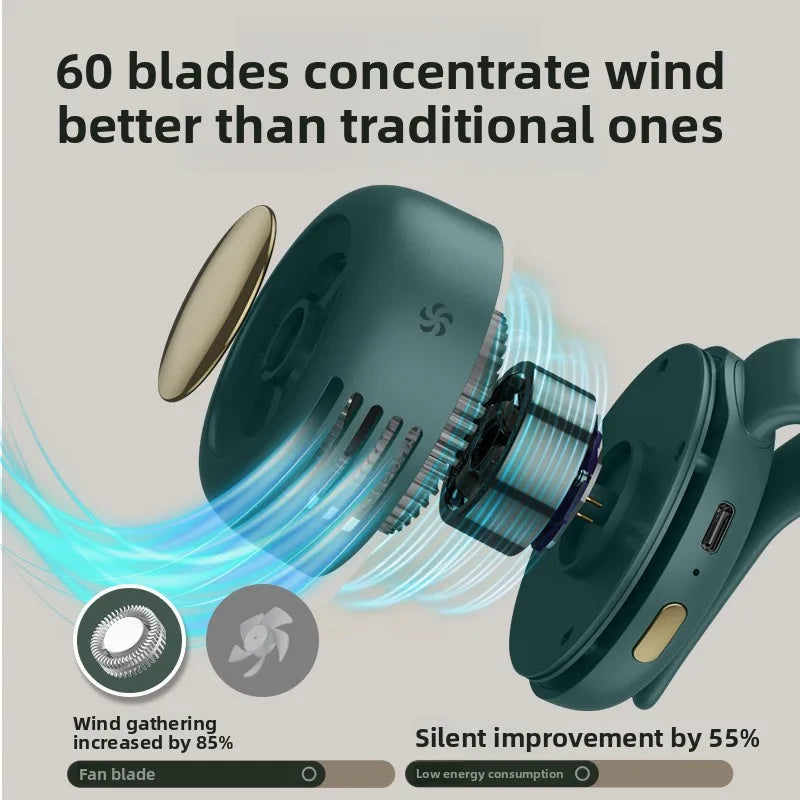 Clip on Mini Fan USB Bladeless Portable Handheld Waist Wearable Rechargeable Personal Cooling for Outdoor Travel Office Camping Vue
