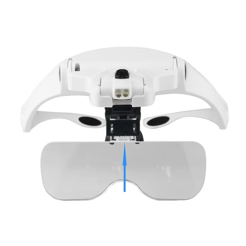 LED Helmet Magnifier for Eyelash Extensions | 1.0X–3.5X LED Magnifier Glasses Vue