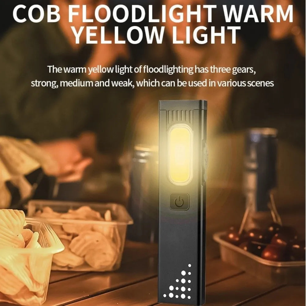 Mini Portable Mini Flashlight Multi-Mode Rechargeable Emergency Work Light with Magnetic Grip Waterproof Torch Light Home Use Vue