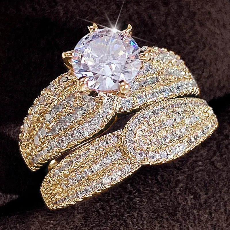 Huitan 2-Pc Bridal CZ Ring Set – Wedding & Engagement Rings Bridal Ring Set Vue Q240 5