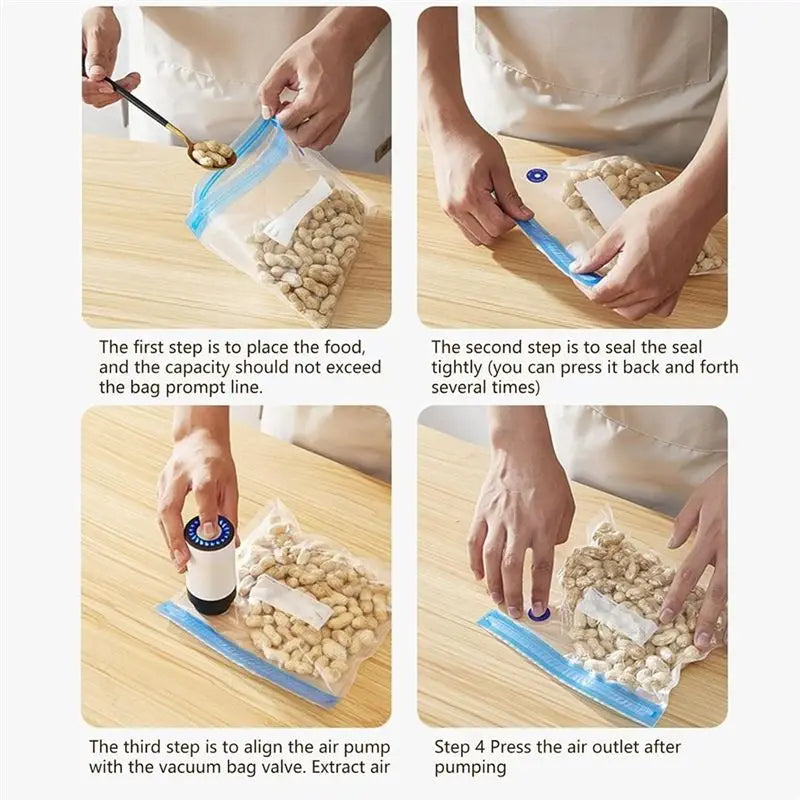 ABKW-Vacuum Sealer Compact Household Food Bag Vacuuming Machine Handheld Electric Vacuum Sealer Vue