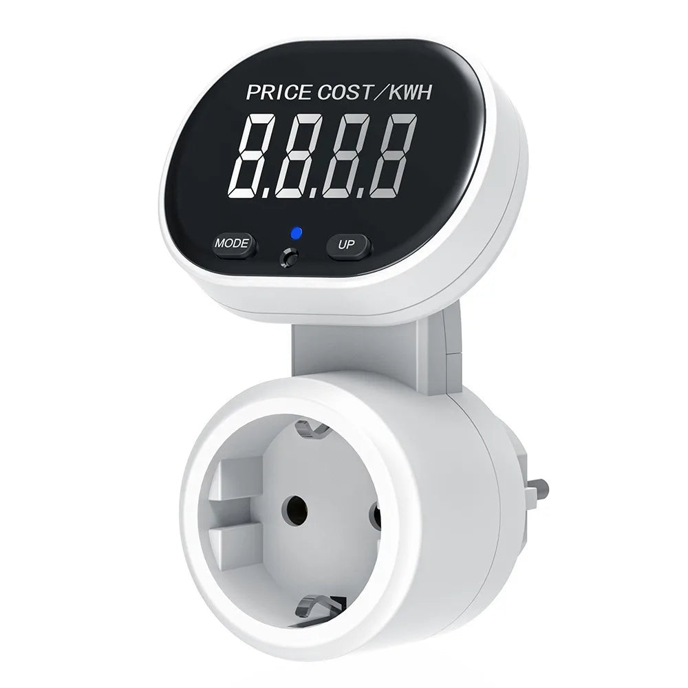 EU Plug Large Screen Rotatable Power Meter Socket 16A 3680W High Power Energy Monitor Billing Outlet 230V 50Hz Metering Socket Vue Default Title