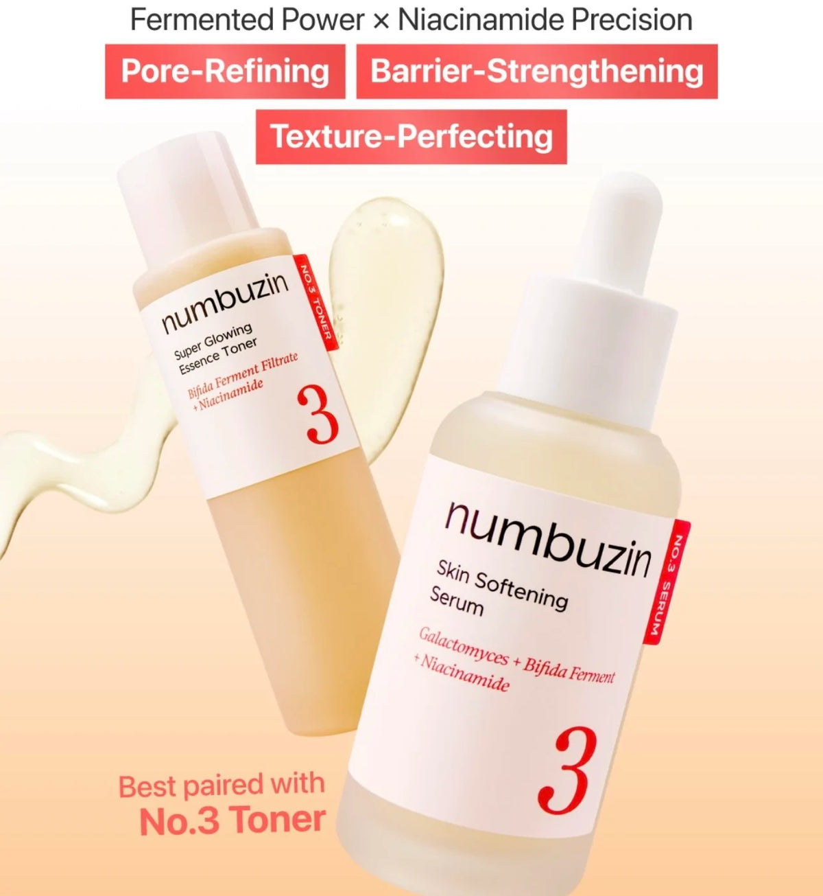 Original Numbuzin No9+ Face Care Collection NAD+ PDRN Glow Boost Toner 5+Glutathione Vitamin Concentrated Essence 3+Bifida Serum Vue
