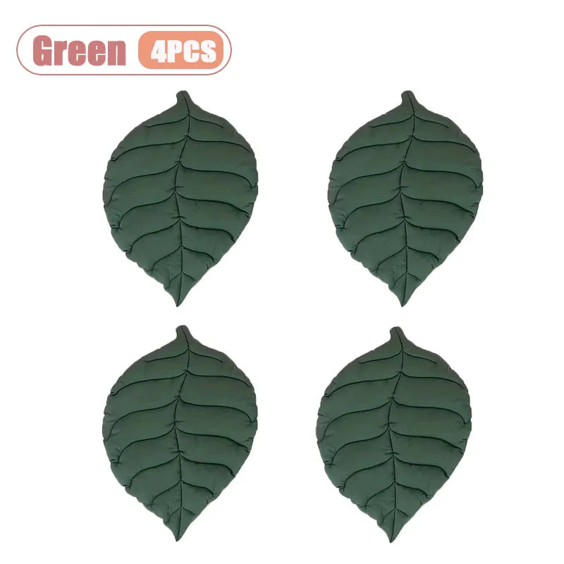 1/2/2/8PCS Leaf Shape Pet Crate Mat Thick Cat Bed Pad for Dog Cage Soft Fur Blanket Floor Protective Washable Vue Green-4PCS