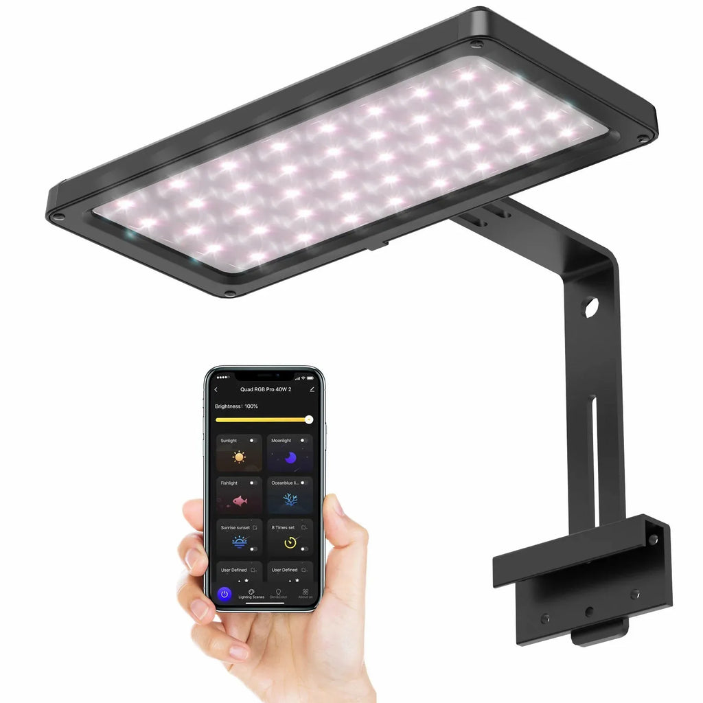 Smart Full Spectrum Bluetooth Aquarium Bracket Light Fish Tank Lights Dimmable Waterproof Algae Coral Lamp Aquatic Plants Lamp Vue